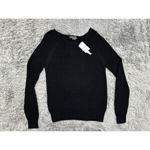 NWT $365 Vince Cotton Raglan rib Suspension Sweater Size XS in black